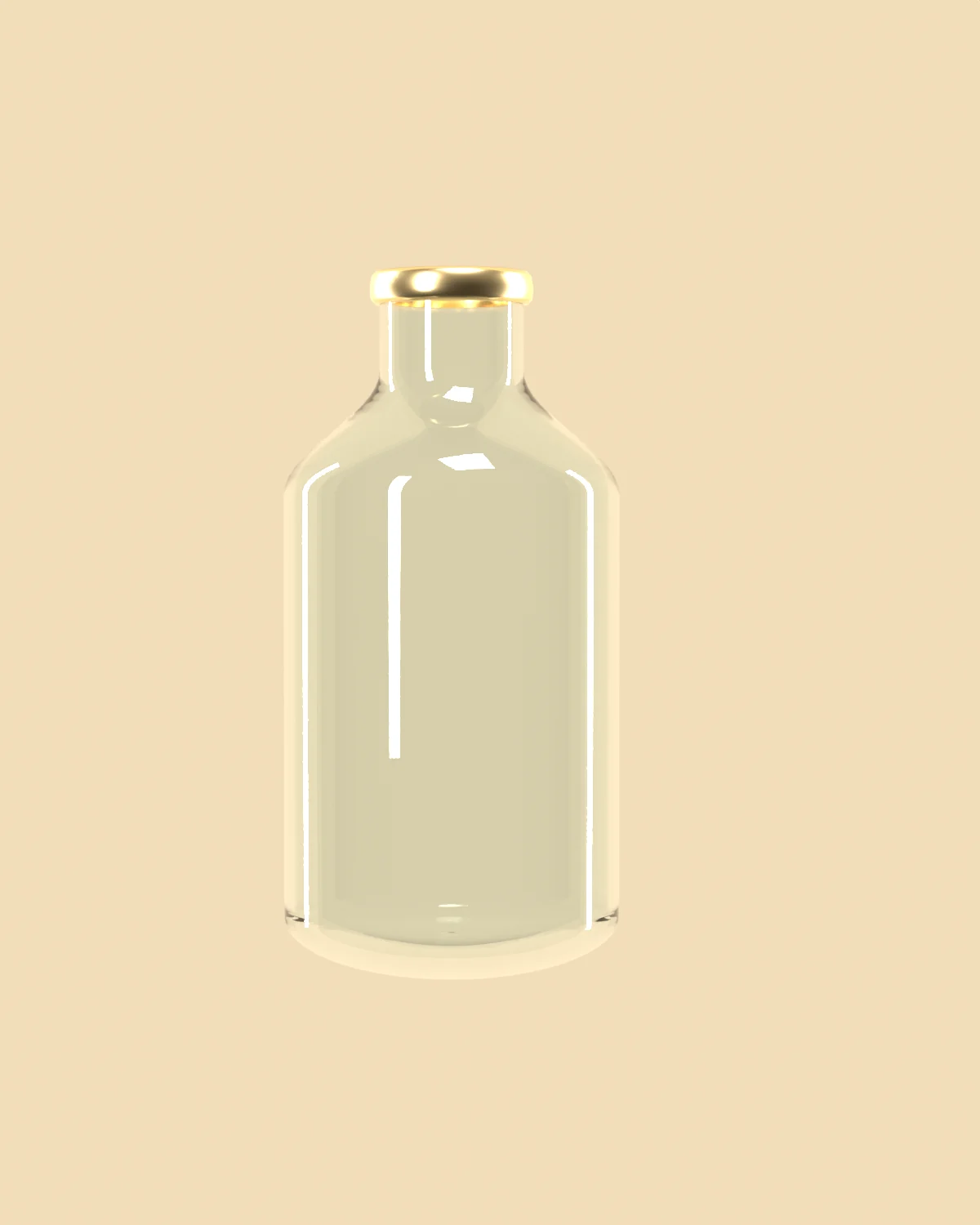 A glass vial with a gold lip, filling with honey as trading fees arrive